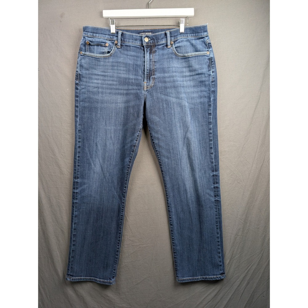 Lucky Brand Mens 36x32 Blue Denim Straight Leg Jeans 410 Athletic Slim